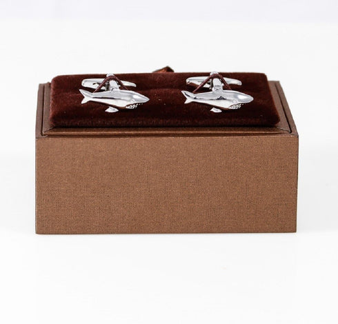 Shark Great White Cufflinks with a Presentation Gift Box & Polishing Cloth...