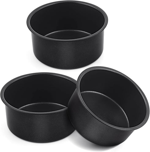E-far 4 Inch Cake Pan Set of 3, Nonstick Stainless Steel Mini Round Cake Pans Tin, Small Size for Baking Smash Cakes/Cheesecake, Stainless Steel C...
