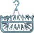 Clothes Drying Hanger with 32 Clips and Drip Foldable Hanging Rack (Light Blue)...