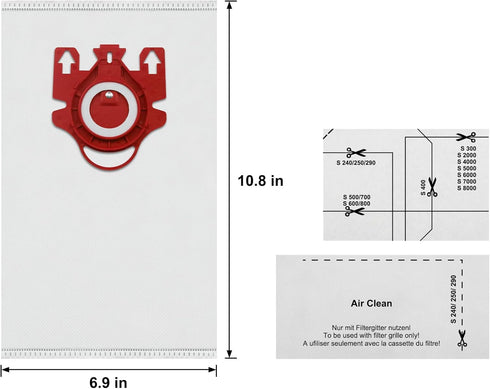 12 Pack FJM Vacuum Bags Compatible with Miele FJM Bags AirClean 3D Efficiency Vacuum Cleaner, Include 4 Pair Pre-Motor and Post-Motor Filters...