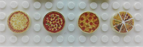 Set of 6 Custom Stickers Food Restaurant City Building Bricks Pizza Pie Toys Custom MOC Town Box Tiles 2x2x2 & Round 2x2 Great Gift idea for Kids ...