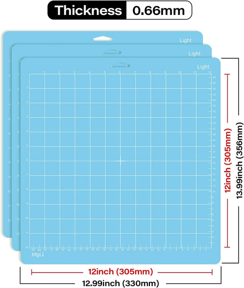 Gwybkq Cutting Mat for Cricut Maker 3/Maker/Explore 3/Air 2/Air/One 12 Pack 12x12 Adhesive Sticky Light Cut Mats Replacement Accessories Quilting ...