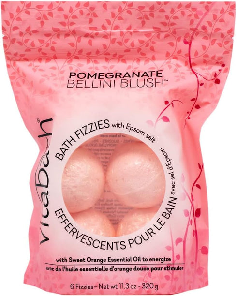 Vitabath Pomegranate Bellini Blush Bath Fizzies with Epsom Salt Relax Nourish Unwind Body & Mind Calming Aromatherapy for Muscle Soreness & Revivi...