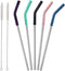 Senneny Set of 5 Stainless Steel Straws with Silicone Flex Tips Elbows Cover, 2 Cleaning Brushes and 1 Portable Bag Included (Silver)- 6mm diamete...