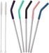 Senneny Set of 5 Stainless Steel Straws with Silicone Flex Tips Elbows Cover, 2 Cleaning Brushes and 1 Portable Bag Included (Silver)- 6mm diamete...