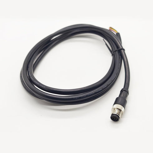 M12 12 Pin Male Connector Cable, A Code Straight Molding Cable Male Aviation Sensor Electrical PVC Cable Industrial Molded Cable AWG26?2Meter?...
