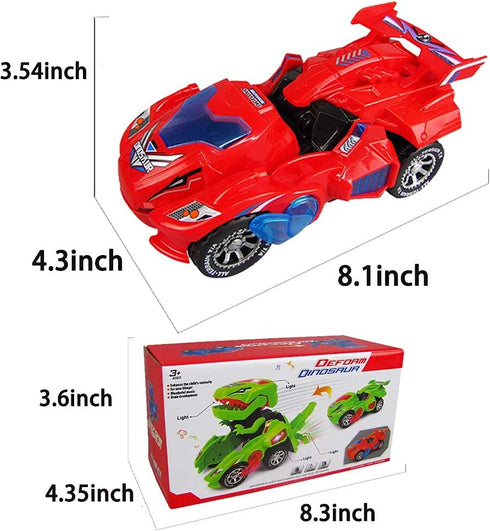 Transforming Dinosaur Toys,Transformer Toys for Kids Car for Boys age 3-5 Dino Car Dinotrux Toys for Kids with LED Light & Music Automatic Transfo...