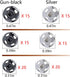 Fuman Forest 100 Sets Sew-on Snap Buttons Metal Snaps Fasteners Press Studs Buttons for Sewing, 8.5 mm,10 mm & 12mm,Black & Silver, (Fuman-034)...