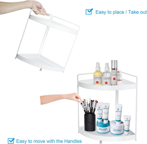 2 Tier Corner Shelf Rack Kitchen Counter Cabinet Bathroom Organizer Makeup Cosmetic countertop Organization and Storage Under Sink Organizers Perf...