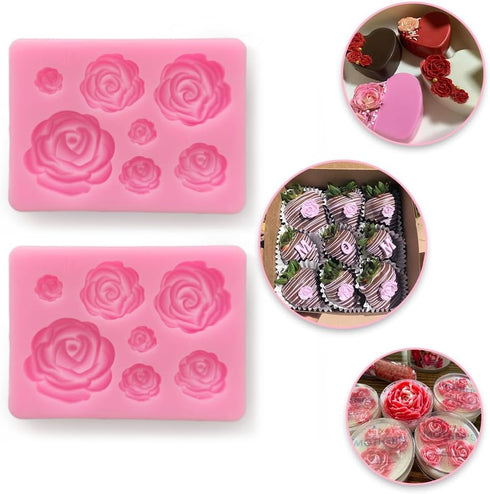 Silicone Rose Mold Non-stick BPA-free baking candy Silicone Jelly pudding Candy Mold Baking appliance Set Ice Cube tray Chocolate candy mold Kit W...