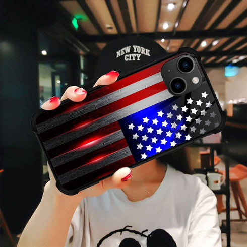 ZHEGAILIAN Case Compatible with iPhone 15 Plus,Cut American Flag iPhone 15 Plus Cases,Plexiglass Four-Corner Shock-Proof Design Cover for iPhone 1...