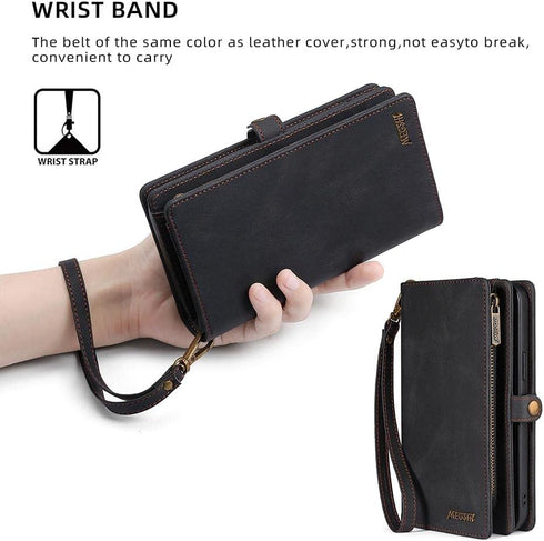 Asuwish Phone Case for Samsung Galaxy S23 5G Zipper Wallet Detachable Cover with Tempered Glass Screen Protector and Leather Flip Card Holder Cell...