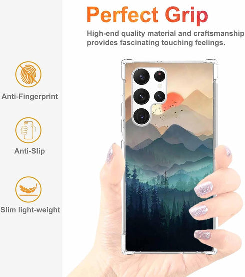 Sunset Nature Landscape Case for Samsung Galaxy S23 Ultra,Wilderness Night Art Painting Pattern Case,Soft TPU Full Cover Case for Galaxy S23 Ultra...