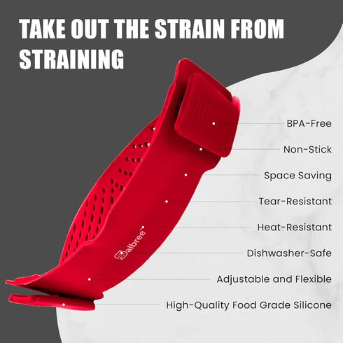 Clip On Kitchen Food Strainer for Spaghetti, Meat, Pasta, & Ground Beef Grease, Colander & Sieve Snaps or Clips Onto Bowls, Pots & Pans Includes S...