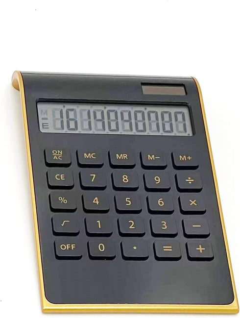 Solar Gold Calculator Standard Function Desktop Calculator LCD 10-Digit Desktop Calculator for Office, Home (Black)...