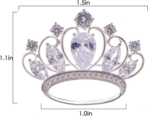 Alilang Women's Shiny Crown Clear Cubic Zirconnia Gold Plated Brooch Pin...