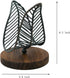 OwlGift Freestanding Modern Napkin Holder w/Golden Turquoise Wrought Iron Leaf & Brown Wooden Base Design, Tabletop Tissue Dispenser, Napkin Stora...