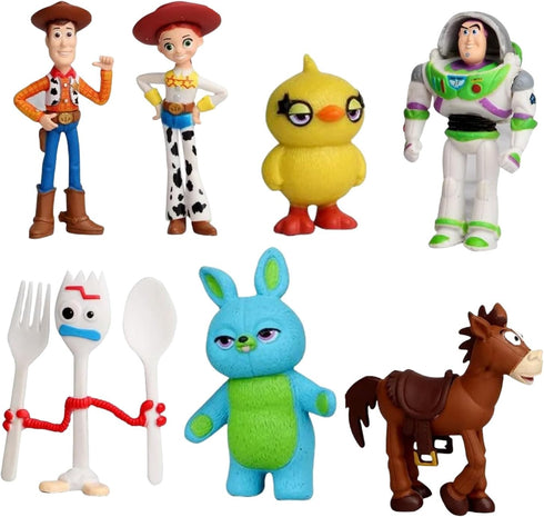 Toy Action Figures Story Toys Set, 1.5-2.3 inches Tall Action Figures with Woody, Buzz and Jessie,Toy Anime Figurines Story Characters (7 Pack)...