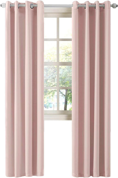 LA PALMA Thermal Insulated Blackout Darkening Grommet Living Room Curtains Window Drapes for Bedroom Pack of 2 Panels...