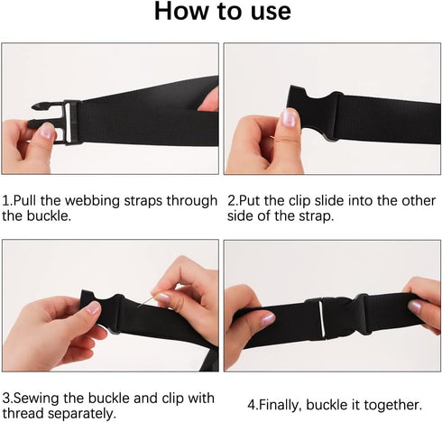 RETON 0.79 Inch Wide 10 Yards Black Nylon Webbing Strap + 20 PCS Adjustable Buckles Plastic Side Release Buckles...