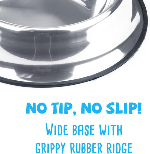 Weebo Stainless Steel Water & Food Bowl for Dogs and Cats | No-Tip No-Slip |Dishwasher Safe |16 Ounce Classic Stainless Steel...