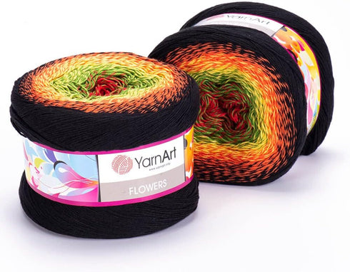 YarnArt Flowers Yarn 55% Cotton 45% Acrylic 250gr 1094yds Multicolor Cotton Yarn Rainbow Crochet Yarn Spring Summer 2 Sport Yarn (267)......