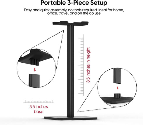 TALK WORKS Headphone Stand Holder-Desktop Headset Stand Organizer and Tabletop Space Saver for Home, Office and Gaming Room - Sleek Design, Easy A...