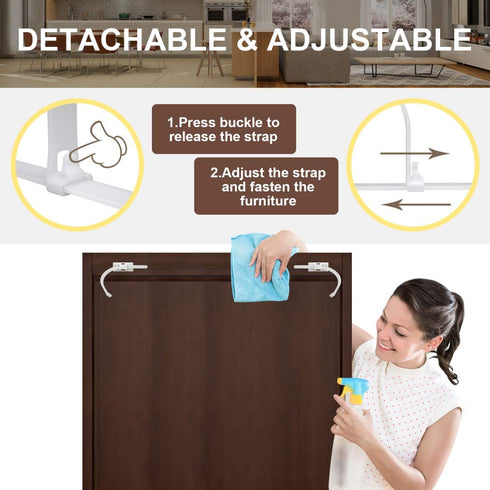 4our Kiddies Furniture Straps (10 Pack) Baby Proofing Anti Tip Furniture Anchors Kit, Cabinet Wall Anchors Protect Toddlers from Falling Furniture...