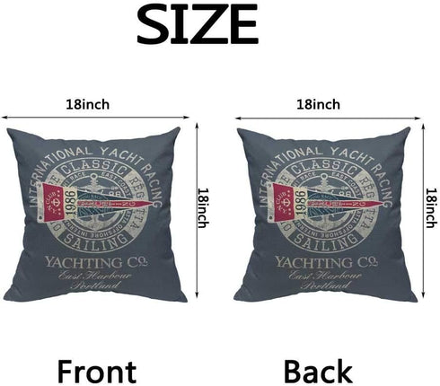 HOSNYE Yacht Racing Sailing Regatta Cotton Linen Throw Pillow Case Flag Nautical Badge Club Pillow Cushion Covers Home Sofa Decorative 18 X 18 Inc...