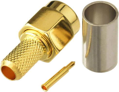 Eightwood 10pcs SMA Male Plug Crimp RF Connector for RG58 RG142 LMR195 Coaxial Cable...