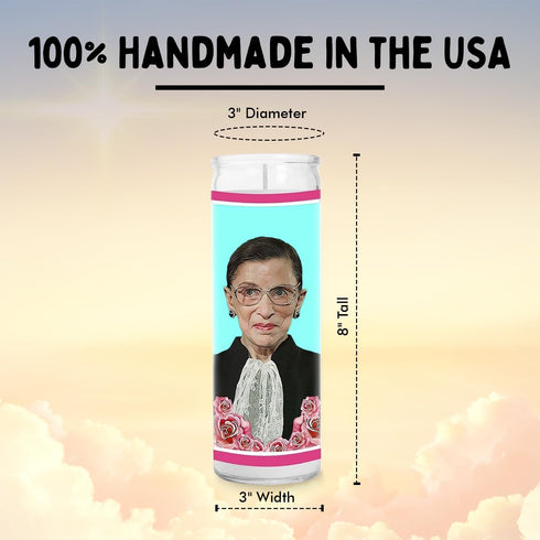Ruth Celebrity Glass Jar Candle – Unscented Handmade Soy Wax Votive Candle – Unique Gift for Bader Ginsberg Fans & Law Lovers – Home Decor Collect...