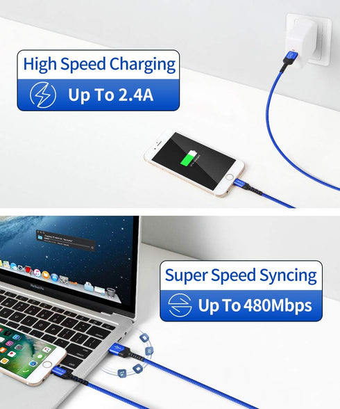 JSAUX ?Apple MFi Certified? Lightning Cable 6ft, iPhone Charger Cable Nylon Braided Heavy Duty, Upgraded C89 USB Lightning Cord for iPhone 11 Xs M...