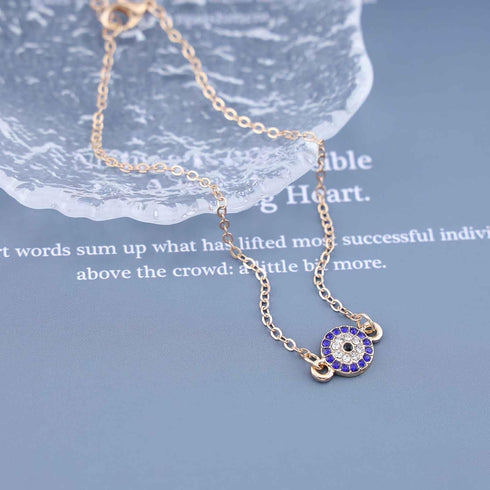 Gothic Sapphire Evil Eye Anklet Cz Evil Eye Anklet Bracelet Adjustable Luck Eye Anklet Foot Chain Gold Turkish Eye Anklet Chain Summer Beach Ankle...