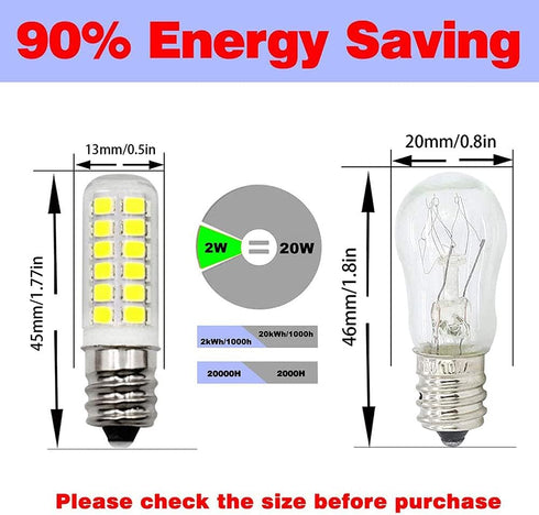 E12 LED Dryer Bulbs Fridge Water Dispenser Light 120V 10W 15W 20W Replacement, 2W C7 Daylight White 6000K for Small Appliance Parts, Salt Lamp, Ch...