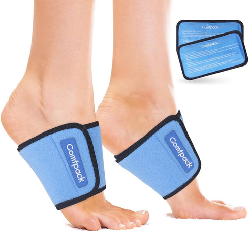 Cold Therapy Wrap with 2 Packs & 2 Sleeves for Pain Relief, Reusable Gel Ice Packs for Foot Plantar, Wrist, Ankle, for Sprains, Muscle Pain, Bruis...