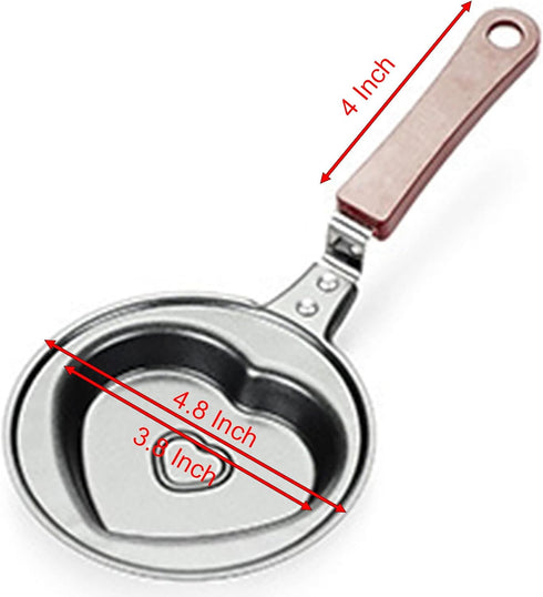 YIKANGHENG Mini Frying Pan, 4.8 Inch Heart Shape Iron Egg and Omelet Pan with Nonstick Coating for Kitchen and Outdoor of Fried Eggs, Cakes and Br...