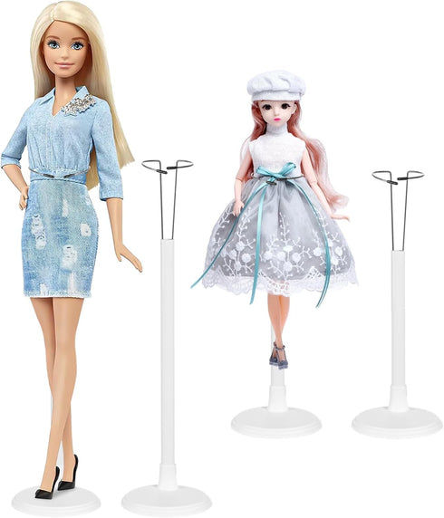 4 Pcs Doll Stands, Adjustable Display Stands for 13-18in American Dolls, Action Figure Support Brackets, White Doll Organizing Holders, PVC Displa...