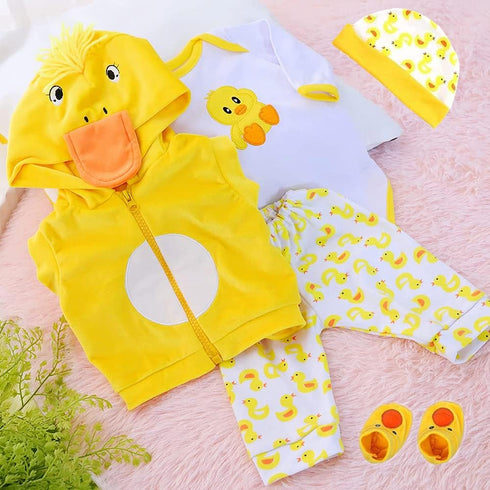 MAIHAO Reborn Baby Doll Clothes for 17-22 Inch Newborn Baby Doll Boy, 17-22 inch Yellow Duck 5pcs Set Baby Doll Clothes Outfit Accessories fit 17-...