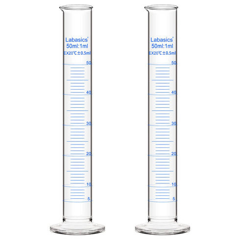 2-Pack 50 ml Borosilicate Glass Graduated Cylinder Measuring Cylinder...