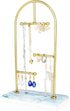 3 Tier Jewelry Rack Display Tower,Desktop Jewelry Display Stand,Jewelry Organizer for Necklaces, Earrings, Bracelets, Rings Holder?Gold Frame Whit...