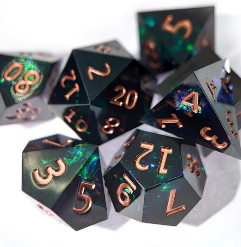 Sharpe Edge Black D&D Dice Set with Leather Bag– Green Dice Set for DND Accessories,D&D,Dungeons and Dragons,Role Playing Games and Other Table Ga...
