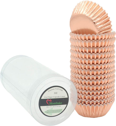 Mini Rose Gold Foil Cupcake Liners Muffin Baking Cups for Party and More, 300-Count...