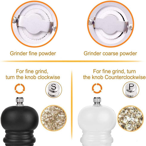 Premium Salt and Pepper Grinder Set of 2, Wood Salt and Pepper Shakers with Ceramic Core, Refillable Manual Sea Salt Pepper Mill Adjustable Coarse...