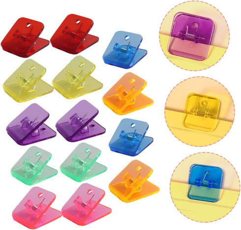 STOBOK 14pcs Transparent Folder Decorative Binder Decked Accessories Black Binder Metal Paper Clamps Utility Paper Clamp Plastic Paper Clamp Work ...