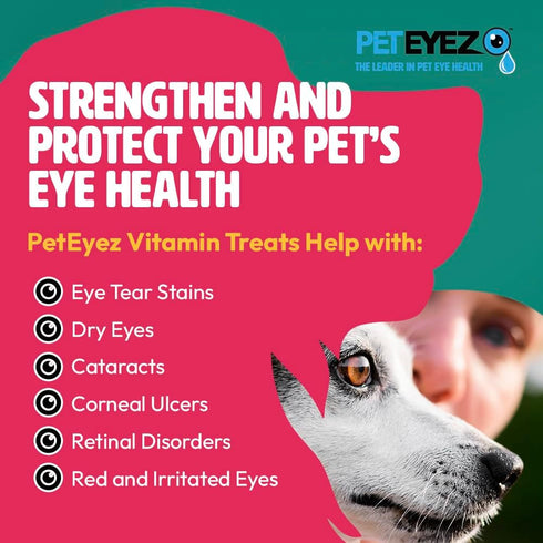 Pet Eyez Tear Stain Remover Vitamin Treats for Dogs - Support Eye Health & Reduce Itching & Tear Stain Buildup - 100% Natural Dog Treats w/Superfo...