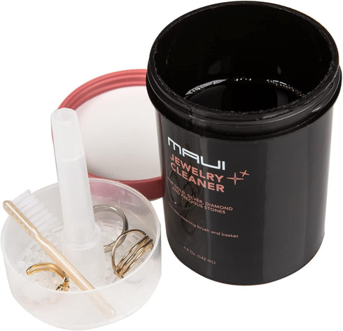 Maui Liquid Jewelry Cleaner Solution for Gold, Silver, Diamond. Safety Solution Comes with a Basket and Brushes for Extra Cleaning. NOT Guaranteed...