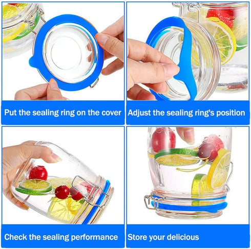 Silicone Replacement Gasket, Airtight Rubber Seals Rings for Mason Jar Lids, Leak-Proof Canning Silicone Fitting Seals for Glass Clip Top Jars (Bl...