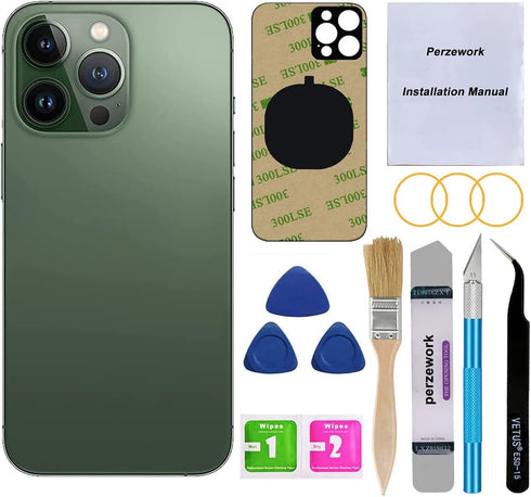 Rear Back Glass Replacement for iphone 13 pro 6.1 inch All Carriers with Professional Repair Tool Kits (Alpine Green)...