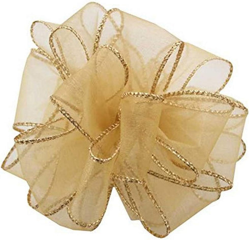 Berwick Offray DWI Sheer Essence Wired Edge Ribbon-1-1/2 Wide X 50 Yards-Gold Ribbon...