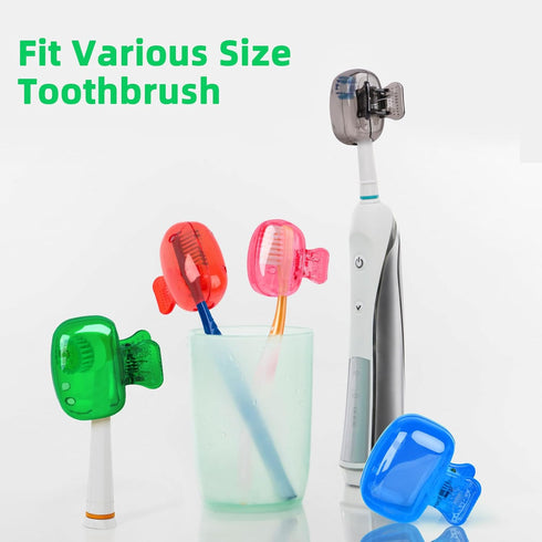 5 Pack Travel Toothbrush Head Covers Cap, Toothbrush Protector Brush Pod Case Protective Plastic Clip for Household Travel, Camping, Bathroom, Sch...